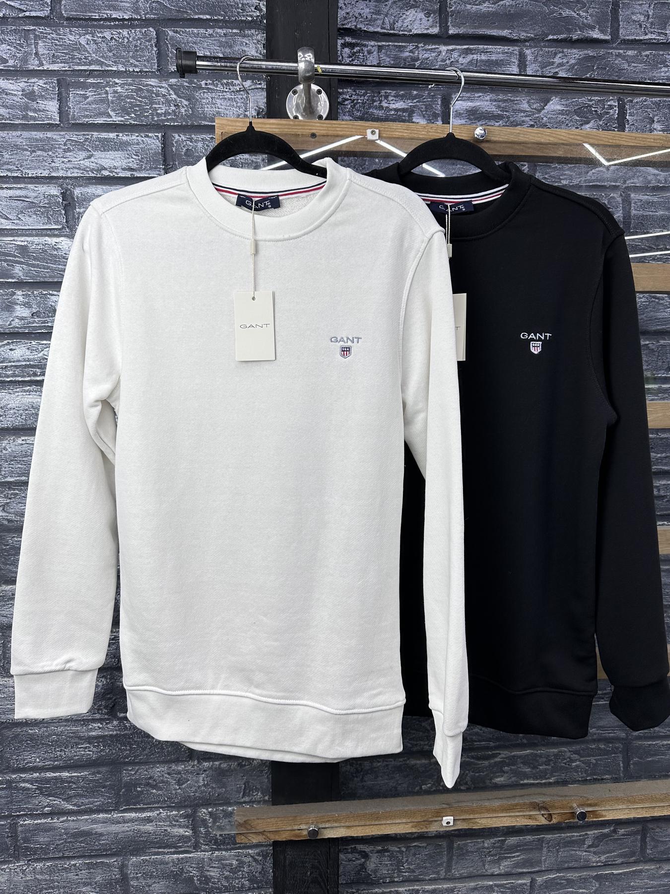 Свитшот Gant мужской трикотажный белый всесезонный модный и универсальный для прогулок кофта без капюшона