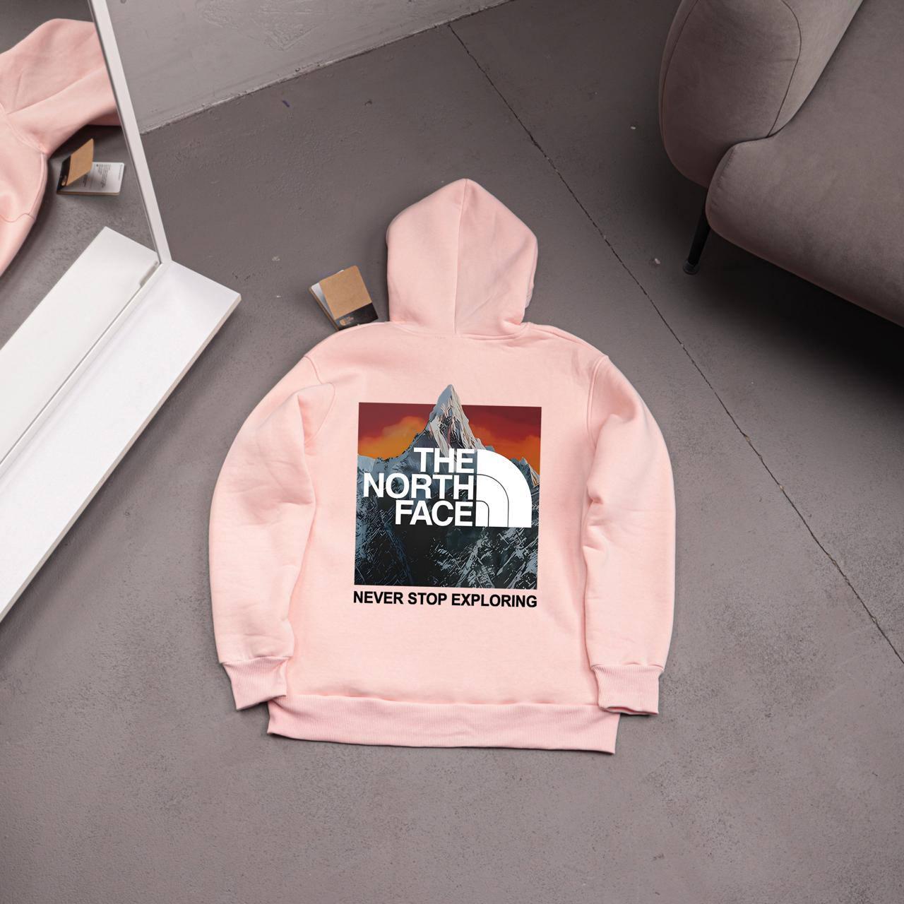 Худи The North Face (MOUNTAINS ORANGE) флис мужское розовое всесезонное стильное теплое с капюшоном для отдыха