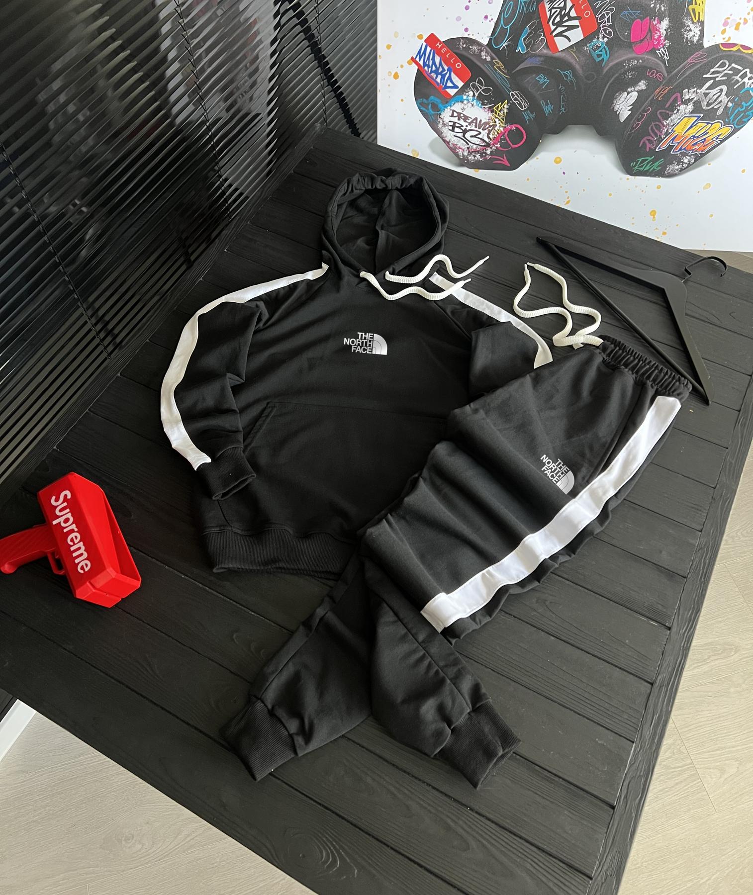 Комплект худи The North Face трикотажный демисезонный модный с капюшоном для города костюм