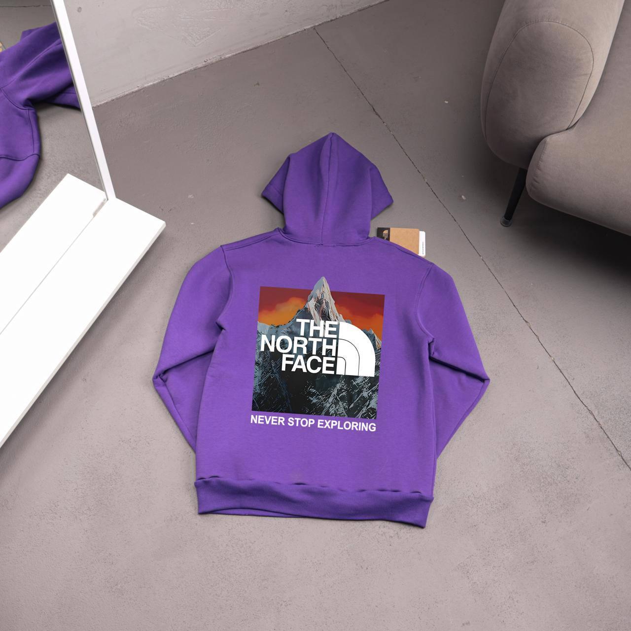 Худи фиолет The North Face (MOUNTAINS ORANGE) флис мужское всесезонное удобное и модное с капюшоном для города