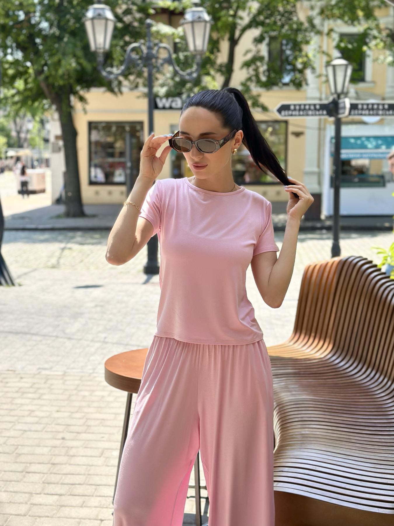 Жіночий костюм L-XL Dolce Vita з віскози футболка та штани палаццо рожевий