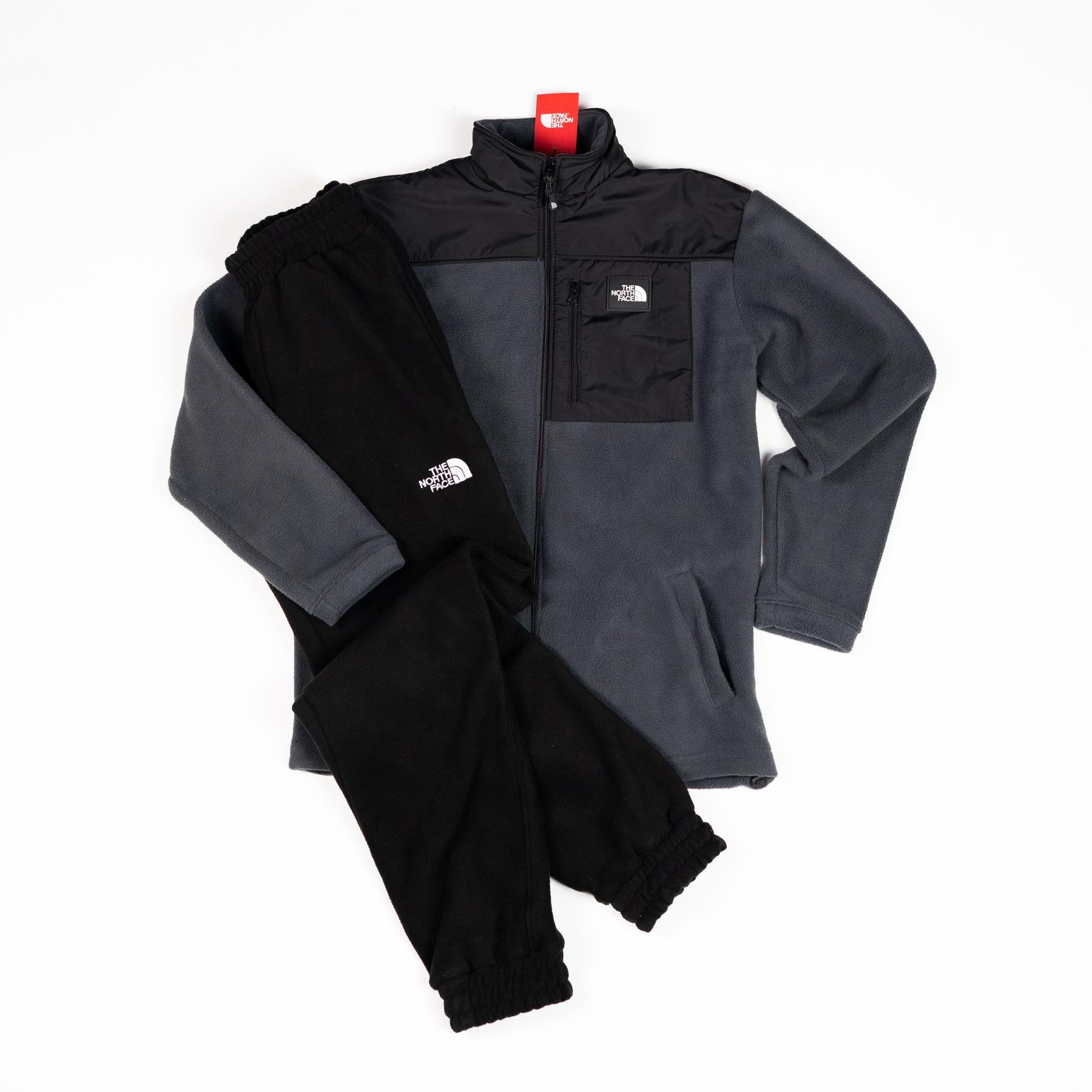Флісовий костюм The North Face графіт (зіпер) зимовий стильний з кишенями для відпочинку комплект