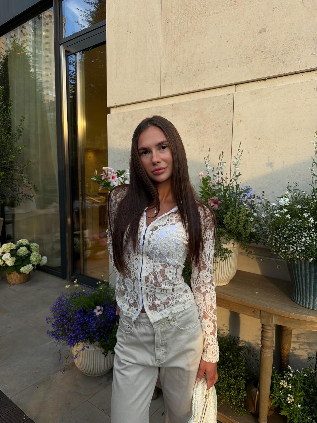 Лонгслив Bianca молоко мужской гипюр демисезонный стильный для повседневной носки футболка с длинным рукавом