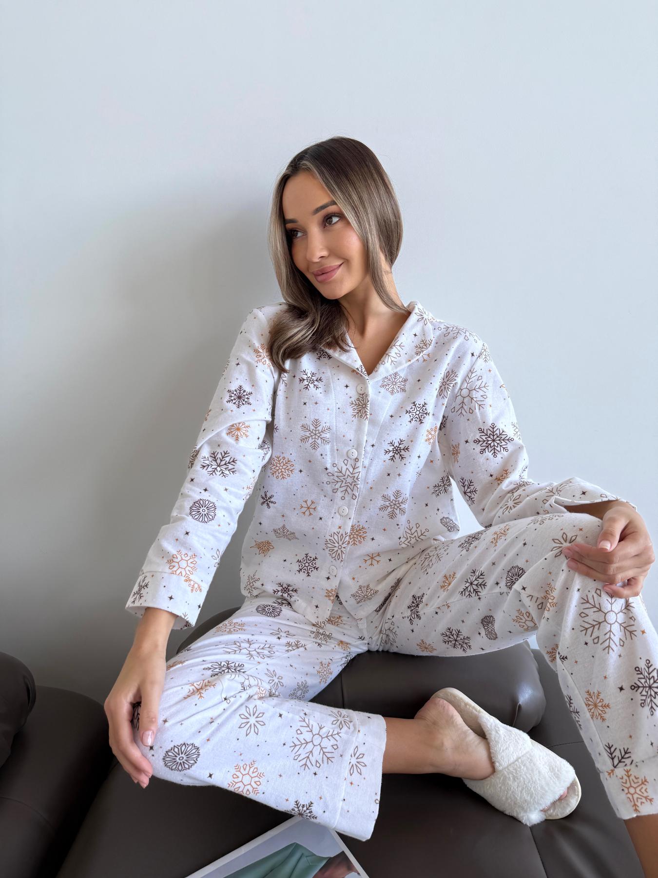 Домашня жіноча піжама COSY Сніжинки (сорочка+штани) - фото 5