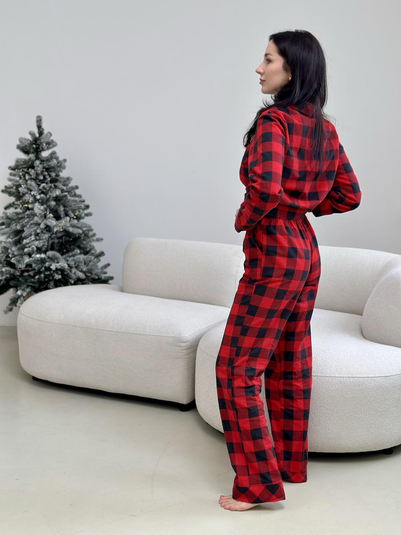 Піжама жіноча домашня жіноча COSY у клітинку "Holly Jolly" червоно/чорна - фото 5