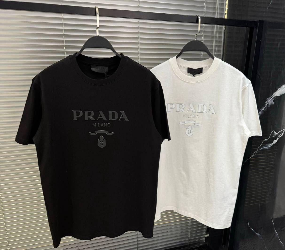 Футболка Prada мужская хлопковая черная летняя удобная и практичная с коротким рукавом прямого кроя тенниска