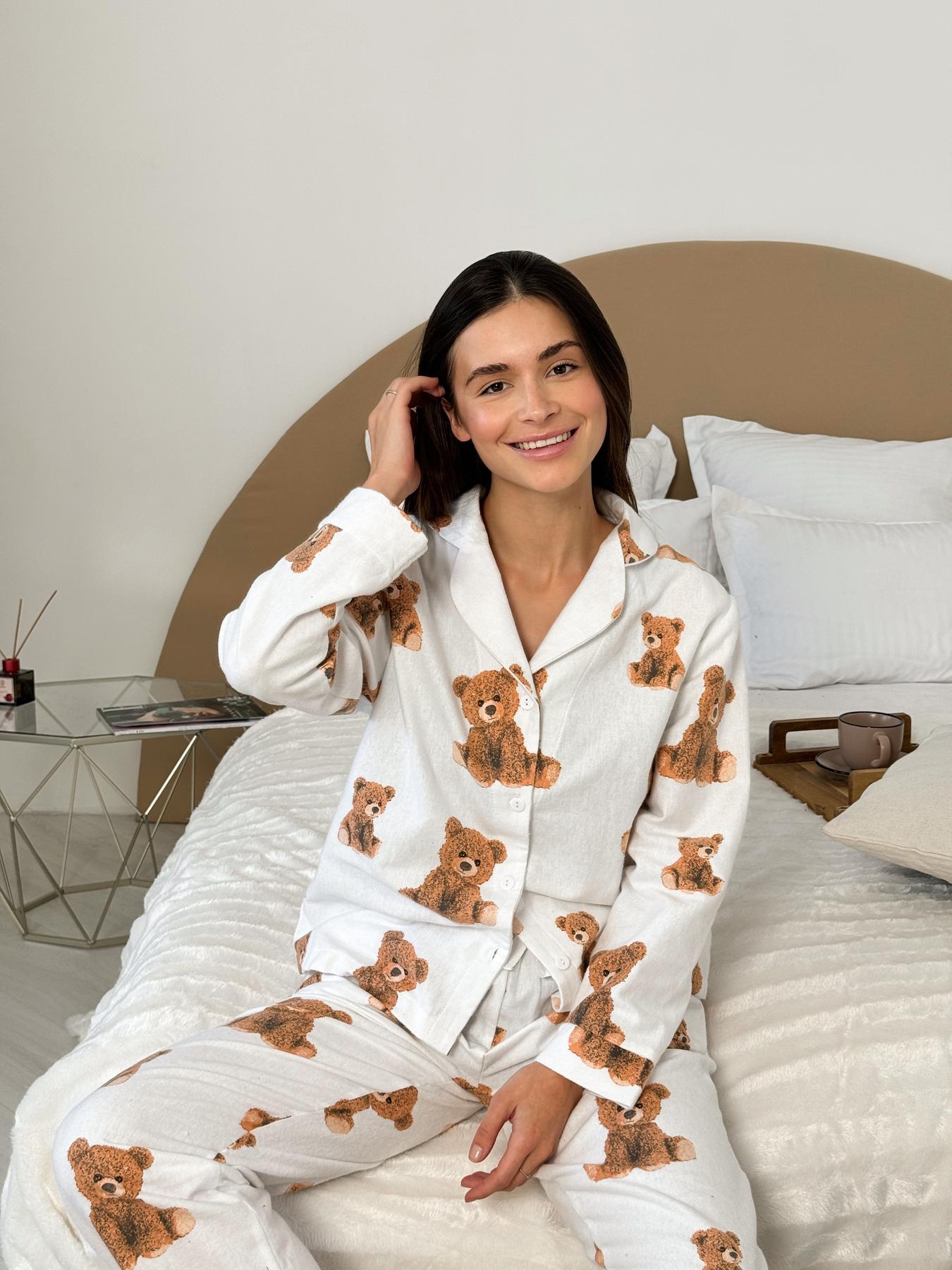 Домашня тепла жіноча піжама COSY Тедді (сорочка+штани) - фото 4