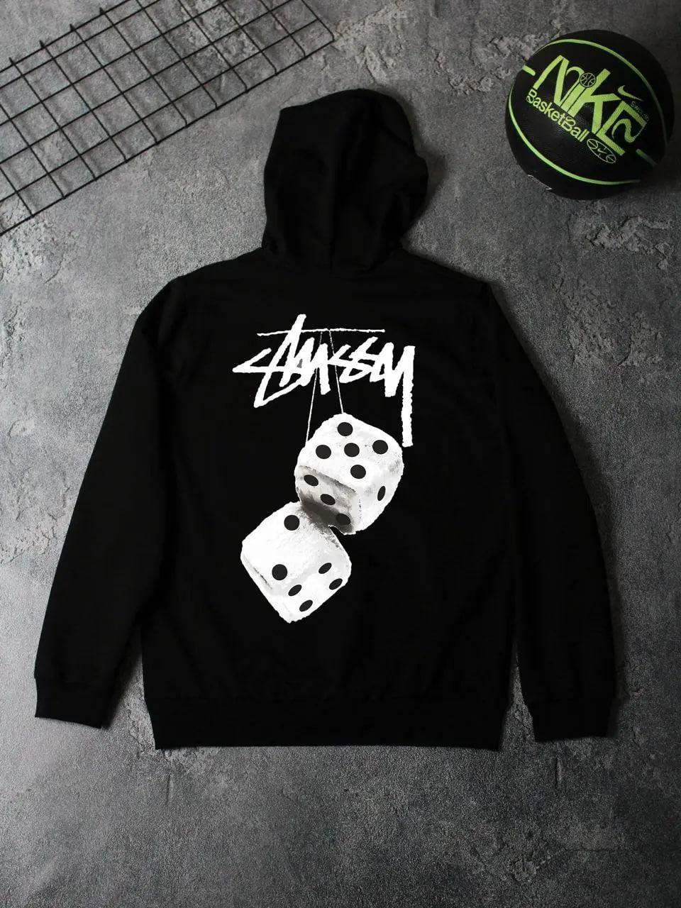 Худі STUSSY-KUB осінь чоловіче трикотажне чорне повсякденне та базове з капюшоном для роботи та відпочинку