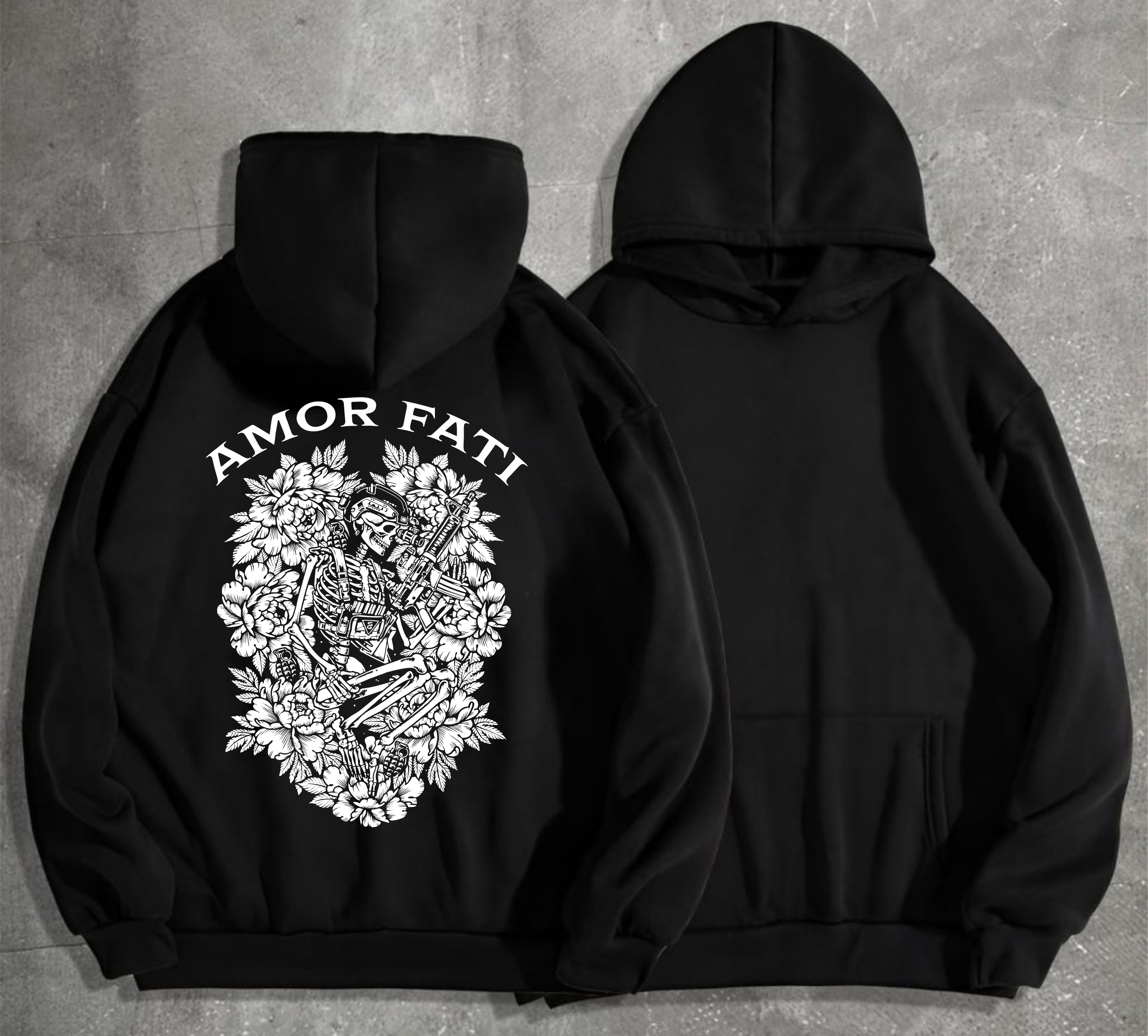 Худі чоловічий на флісі з принтом Sunset Goons amor fati любов долі , Чорний