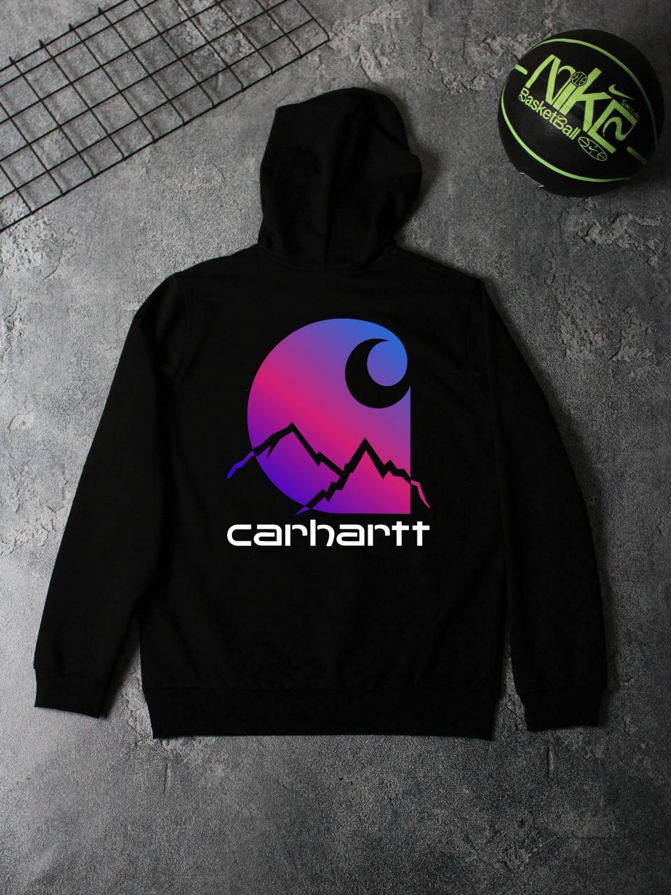 Худі Carhartt-різнокольорове осінь чоловіче трикотажне чорне актуальне та повсякденне з капюшоном для відпочинку