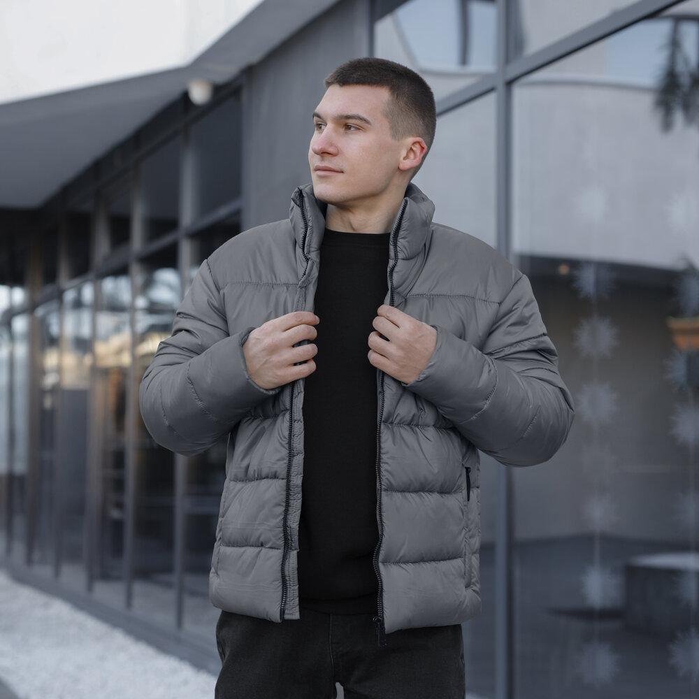 Куртка Pobedov Bubble Gum Темно-серый мужская флисовая зимняя актуальная на молнии на пуху верхняя одежда