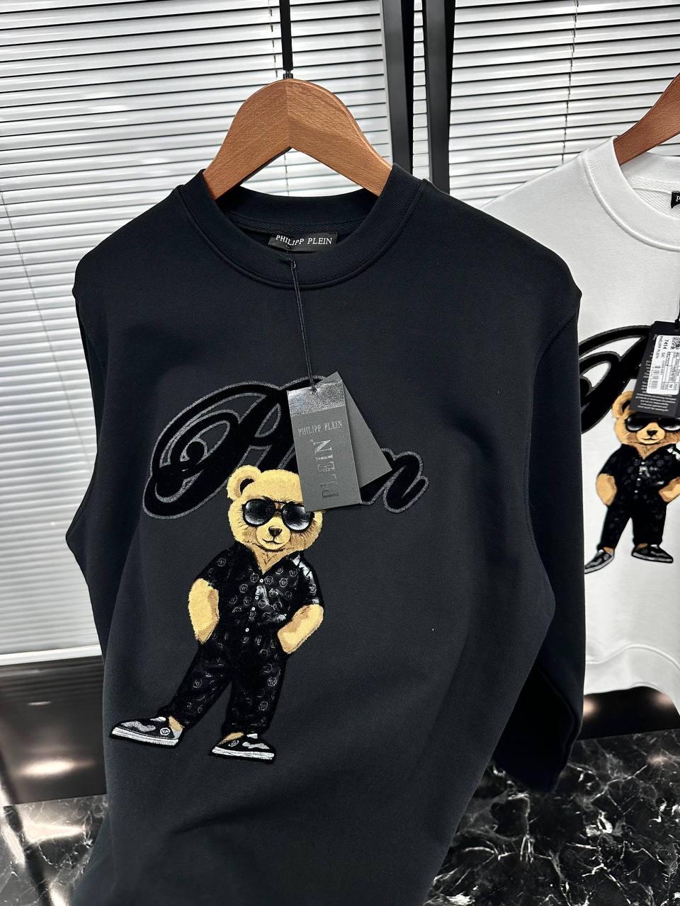 Свитшот тринитка Philipp Plein мужской черный трехнитка всесезонный универсальный кофта без капюшона реглан