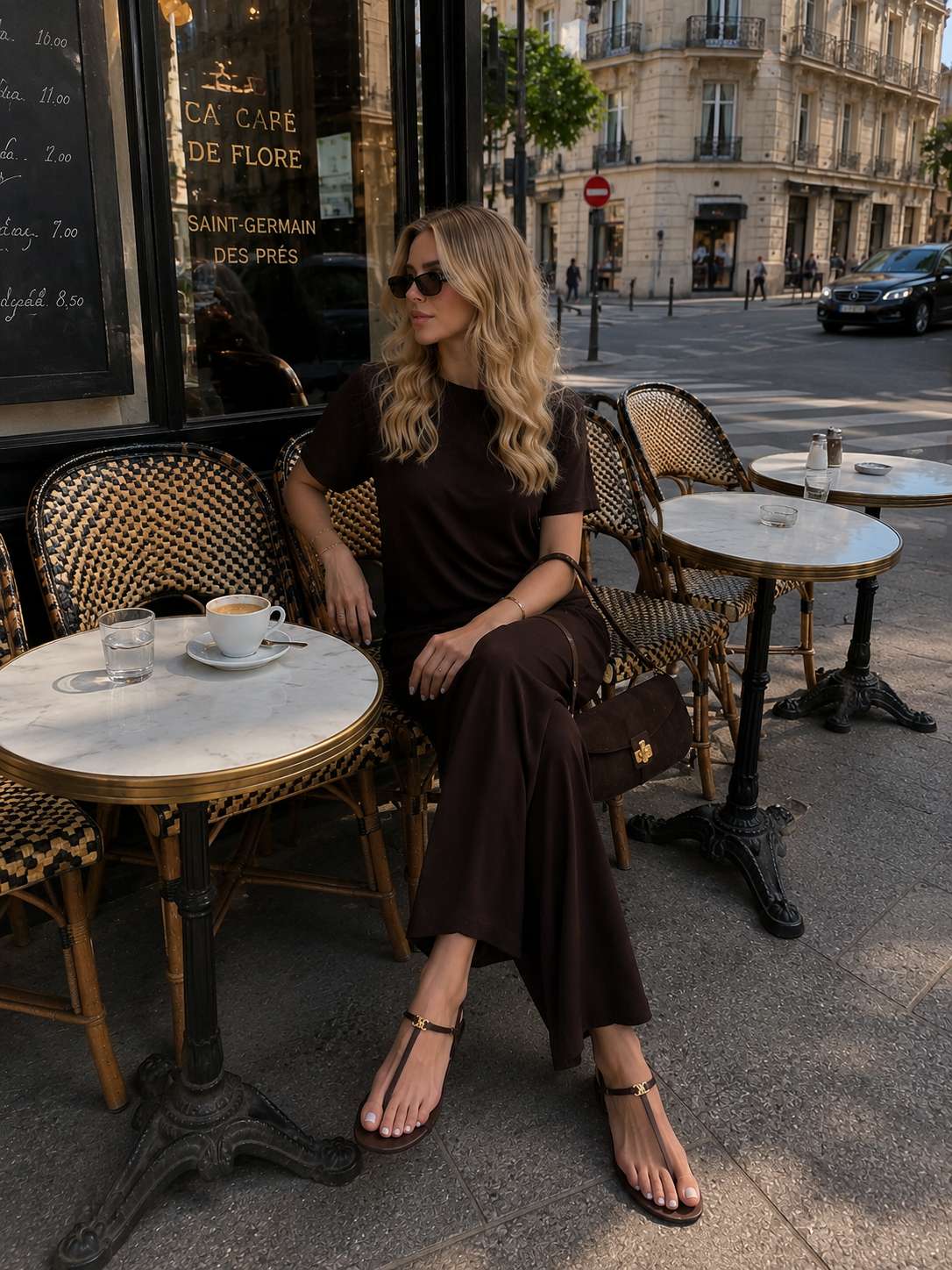Жіночий костюм Dolce Vita з віскози футболка та штани палаццо шоколад - фото 6