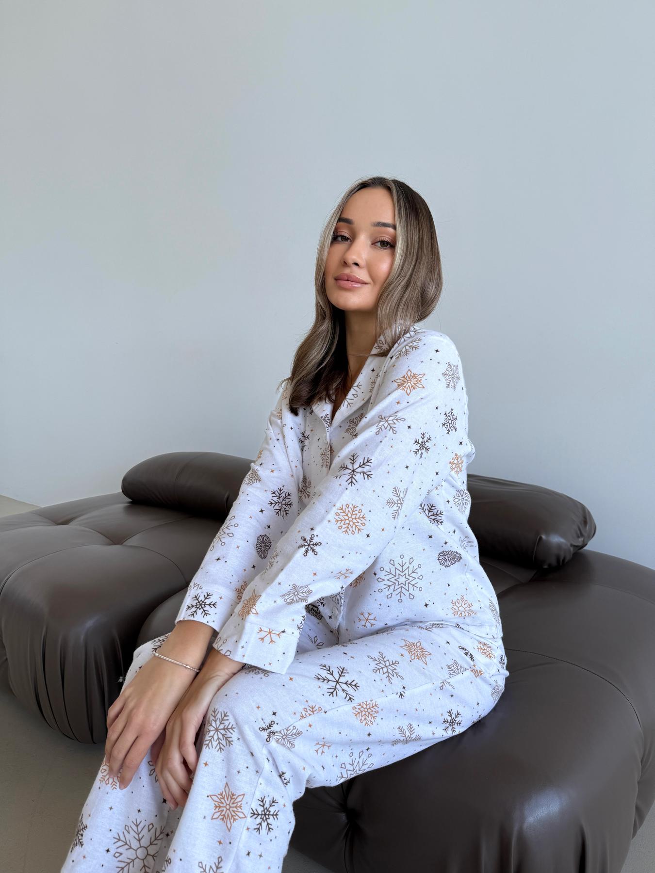 Домашня жіноча піжама COSY Сніжинки (сорочка+штани), зріст 2 - фото 3