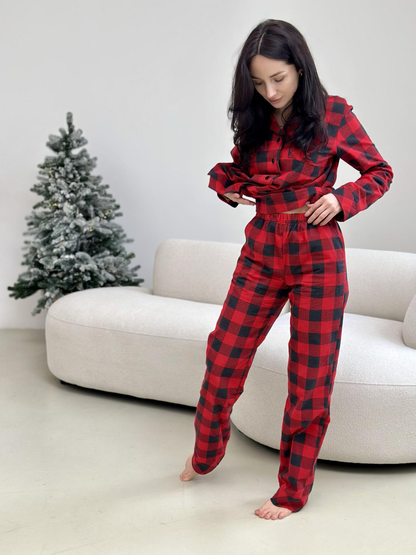 Піжама жіноча домашня жіноча COSY у клітинку "Holly Jolly" червоно/чорна - фото 4