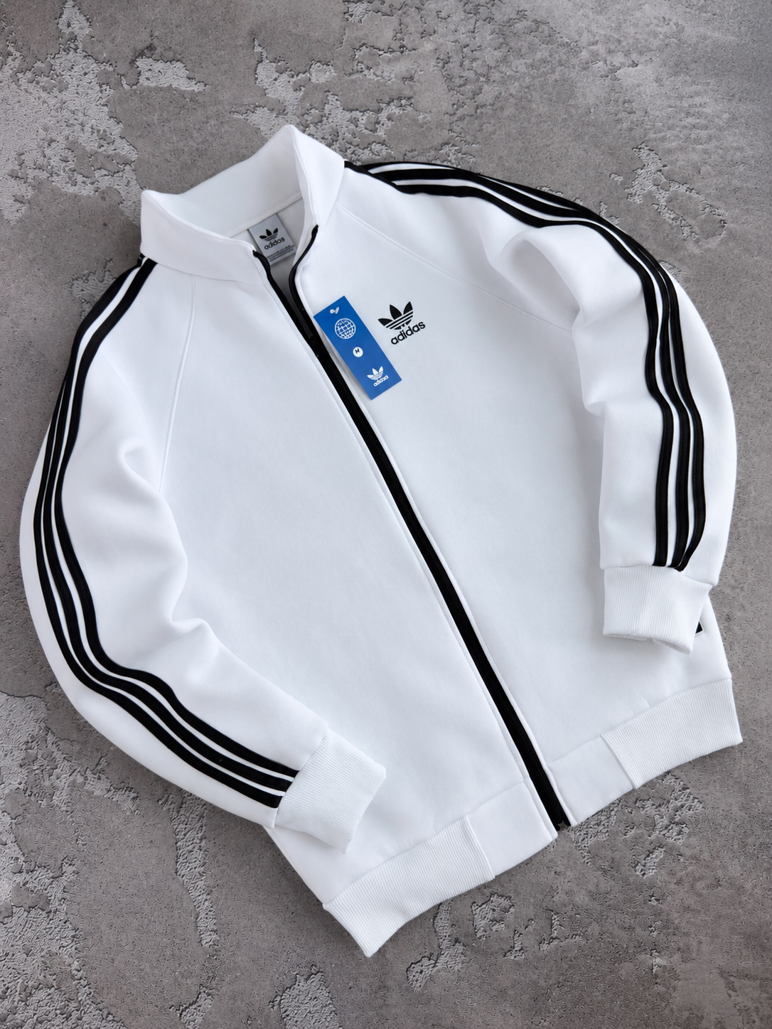 Зима кофта Adidas унисекс хлопковая белая удобная и актуальная для встреч с друзьями реглан джемпер