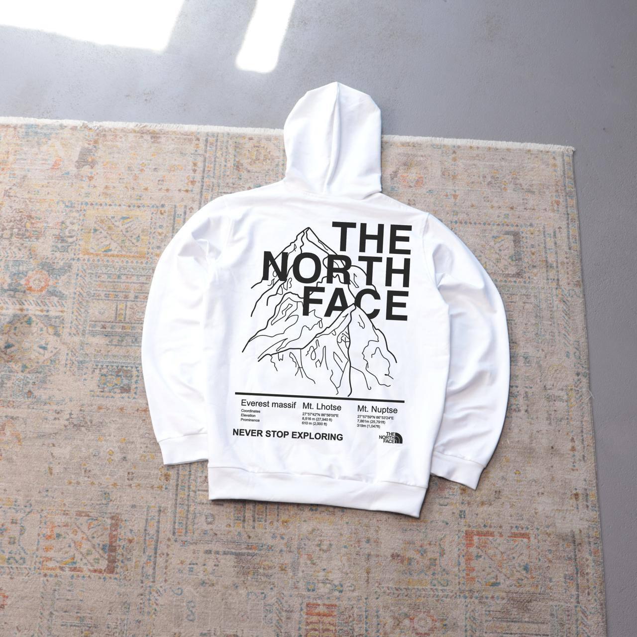Худи The North Face-MOUNTAINS осень мужское трикотажное белое модное и актуальное с капюшоном для города
