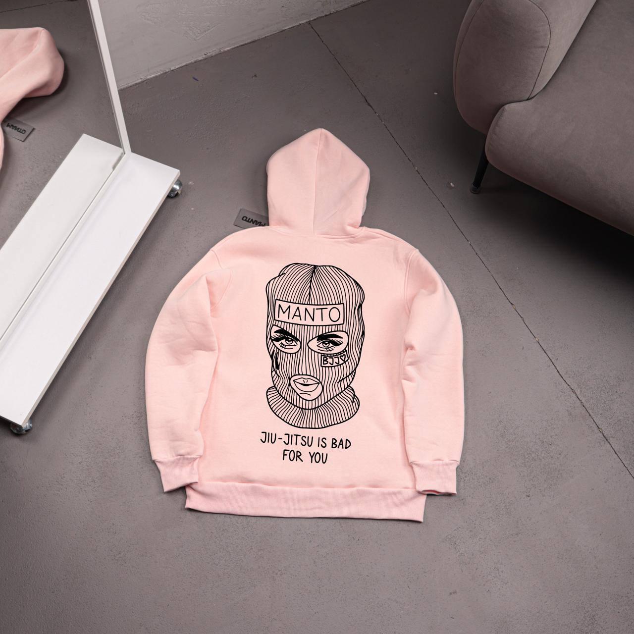 Худи MANTOхKTOF BALACLAVA - флис мужское розовое всесезонное качественное и практичное с капюшоном для спорта