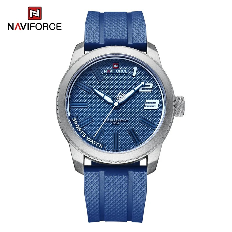 NAVIFORCE NF9202T Годинник Чоловічий | Стильний Кварцовий Годинник із Силіконовим Ремінцем | Водостійкий 30М | Синій