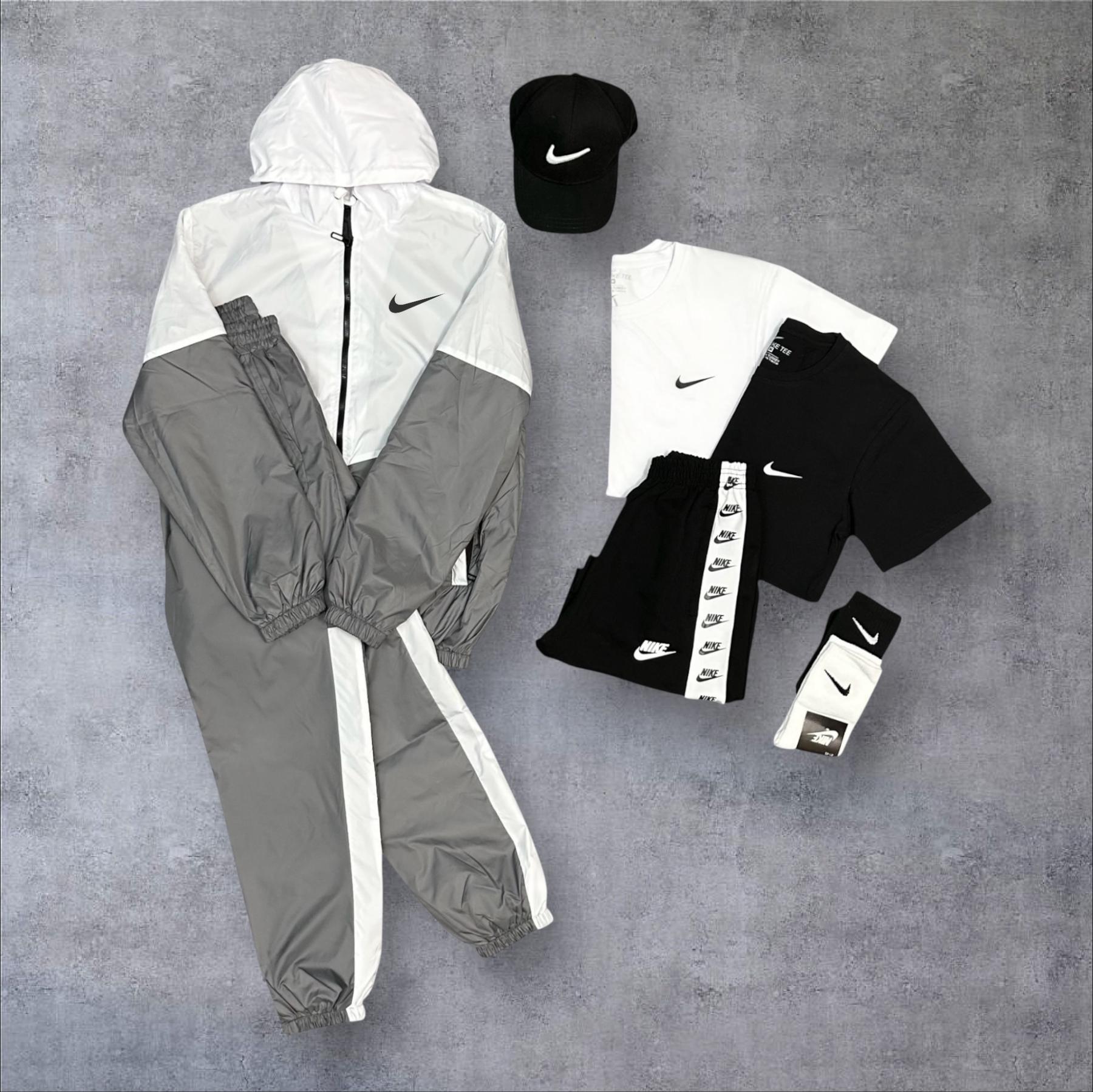 Спортивный костюм Nike Twix біло-сірий + футболка + футболка + кепка + шорты в подарок + носки в подарок