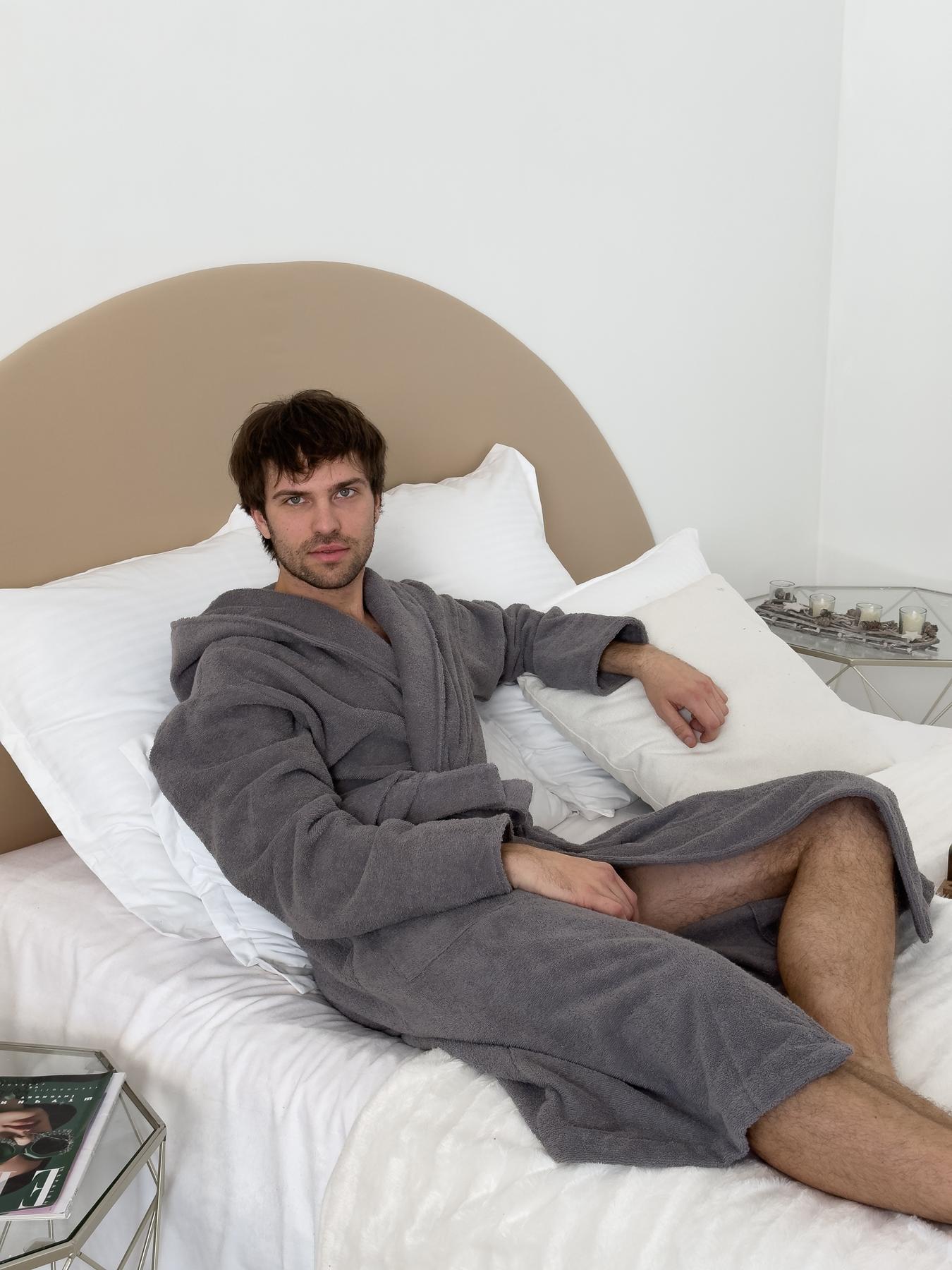 Чоловічий халат з капюшоном COSY махровий Fortune сірий