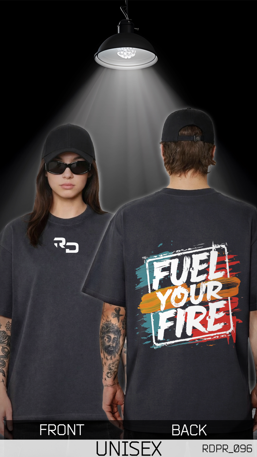 Оверсайз футболка унісекс Fuel Your Fire сіра графіт трикотажна літня модна та трендова з принтом теніска