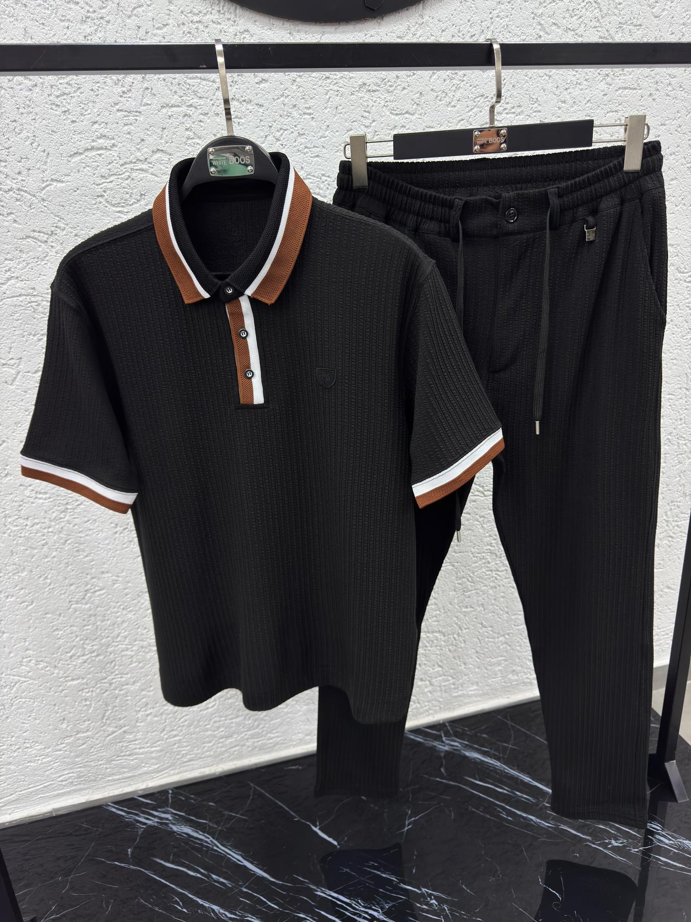Футболка Loro Piana (жаккард) мужская хлопковая черная летняя удобная с коротким рукавом прямого кроя тенниска