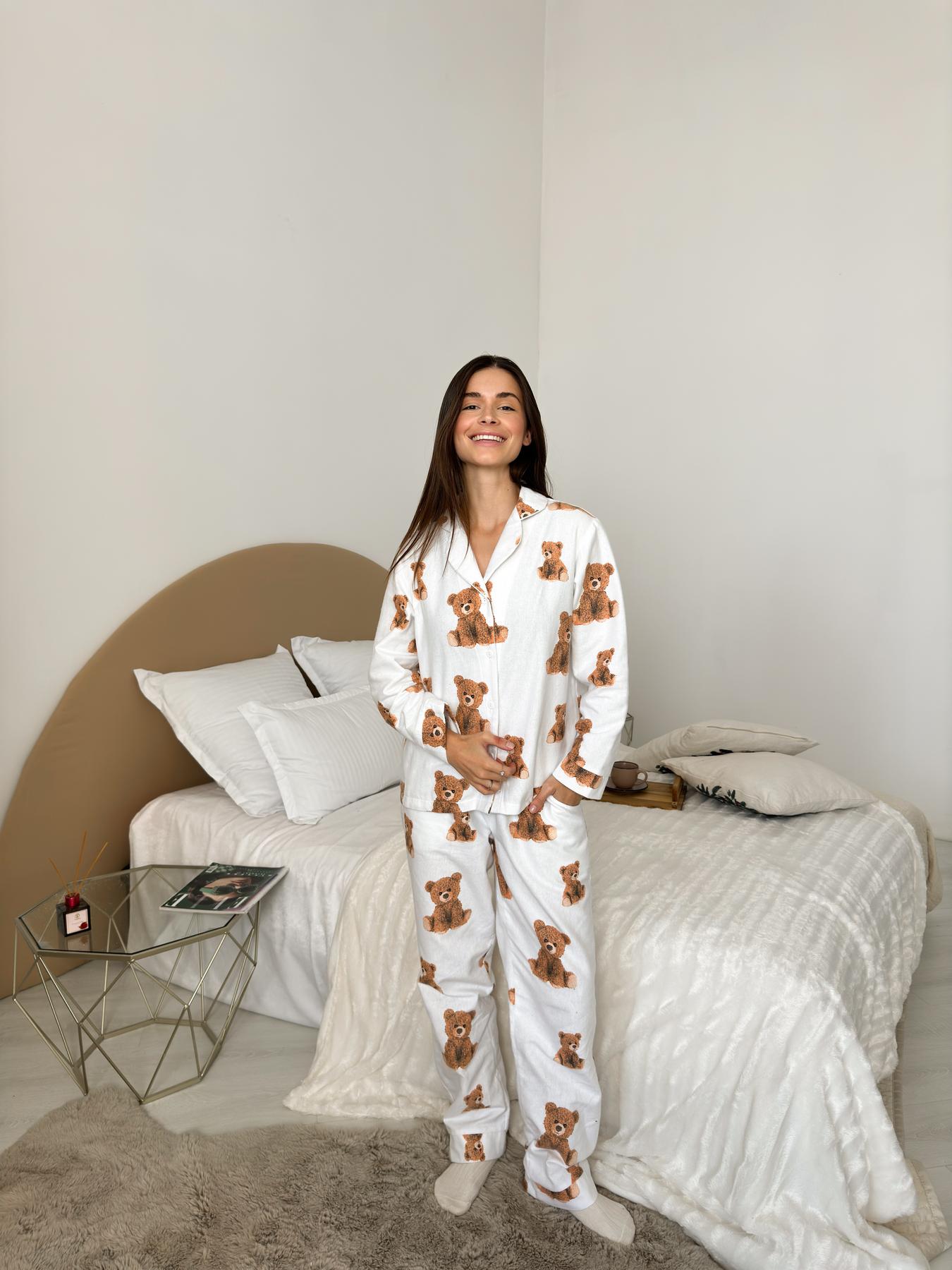 Домашня тепла жіноча піжама COSY Тедді (сорочка+штани) - фото 5