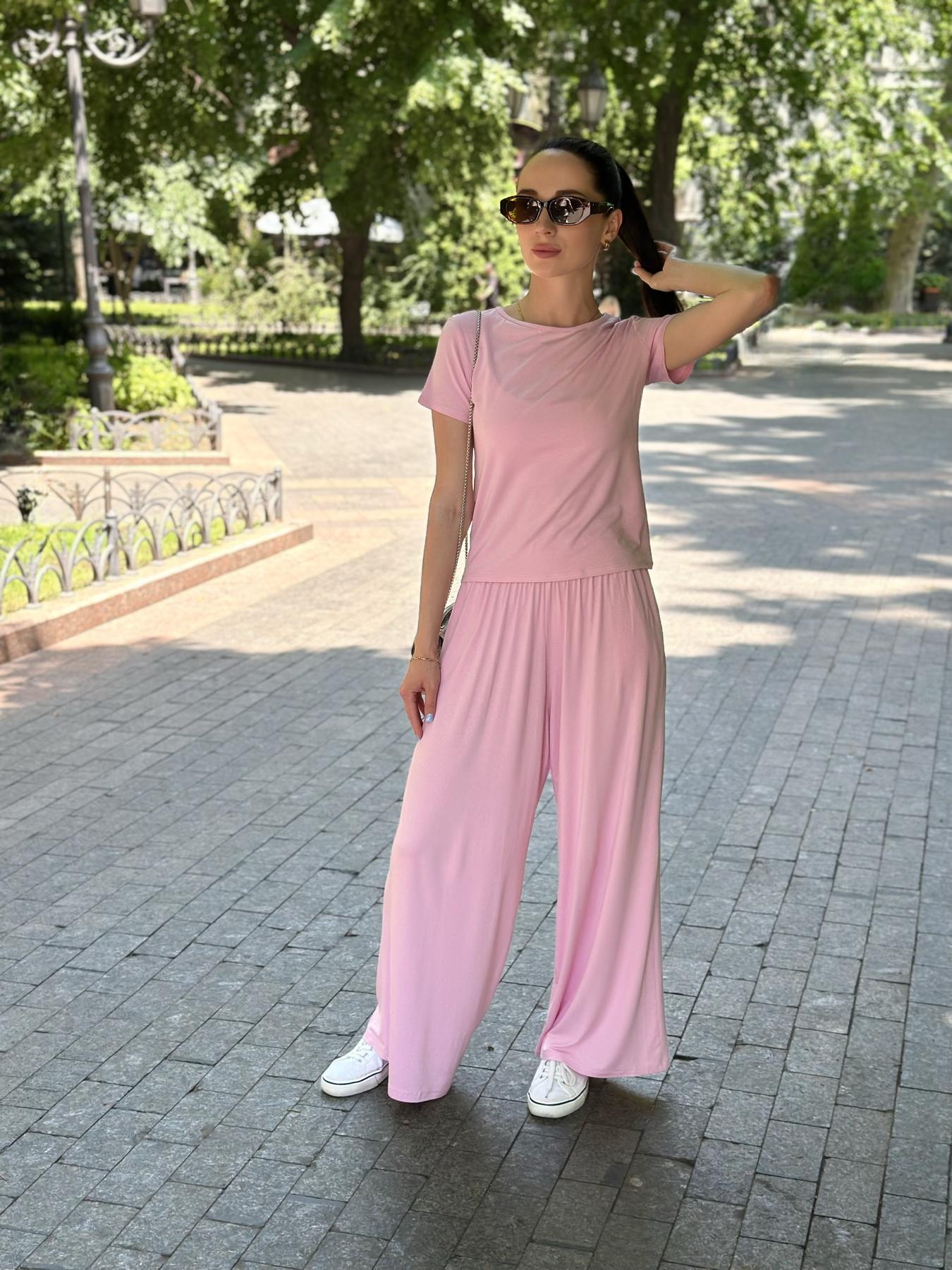 Жіночий костюм L-XL Dolce Vita з віскози футболка та штани палаццо рожевий - фото 9