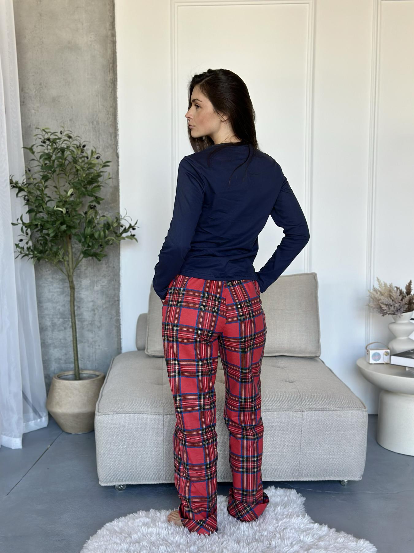 Жіночі штани COSY Navera, клітина червоно-синя - фото 2