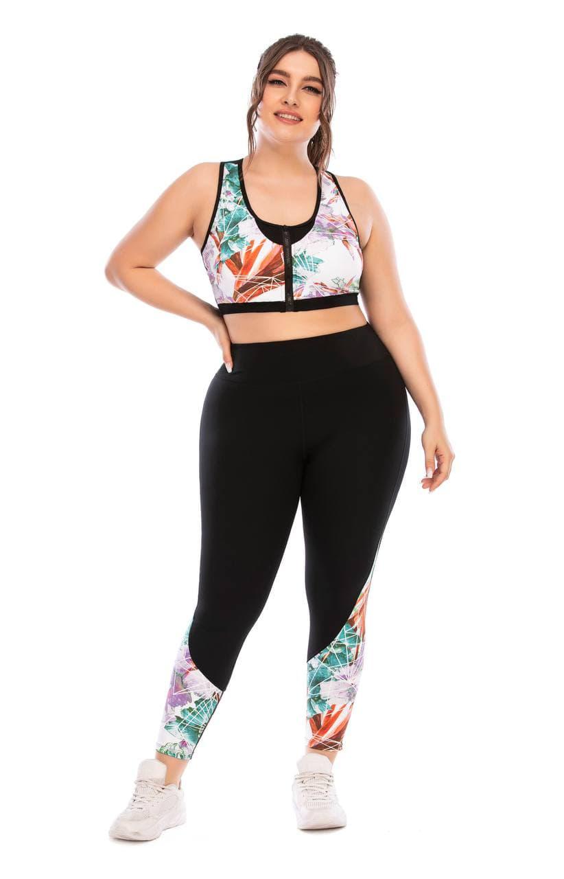 Фітнес костюм plus size з яскравим принтом FS...