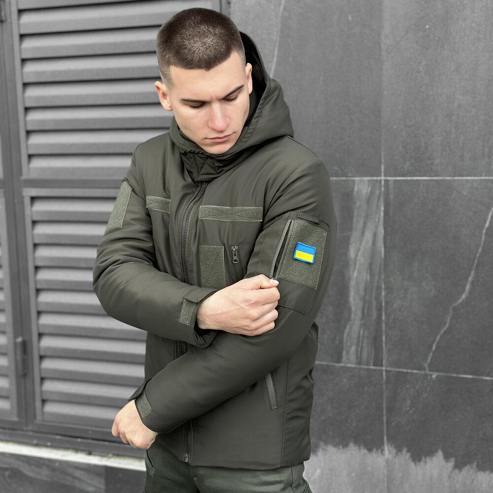 Куртка Pobedov Winter Jacket Motive зима мужская цвета хаки плащевка модная на молнии на флисе верхняя одежда