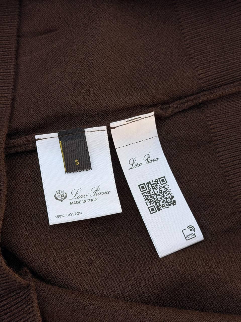 Поло Loro Piana (шоколад) чоловіче трикотажне літнє трендове з коротким рукавом теніска з коміром