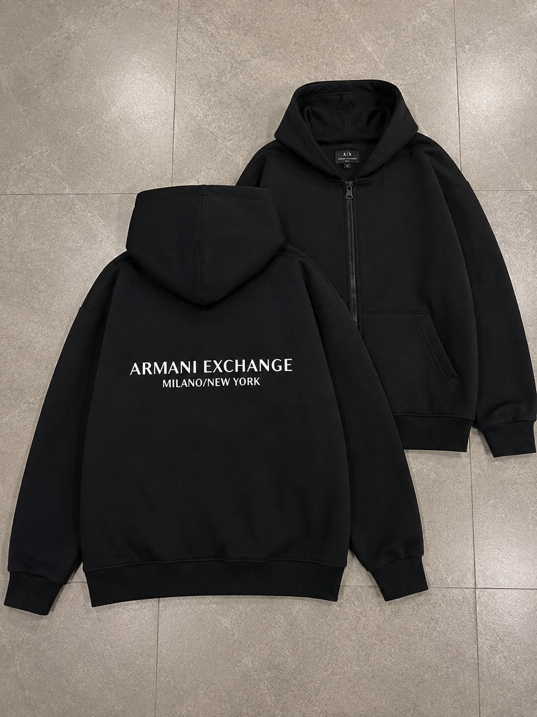 Зип-худи Armani унисекс джинсовое всесезонное с карманами на молнии с принтом для спортзала кофта с капюшоном