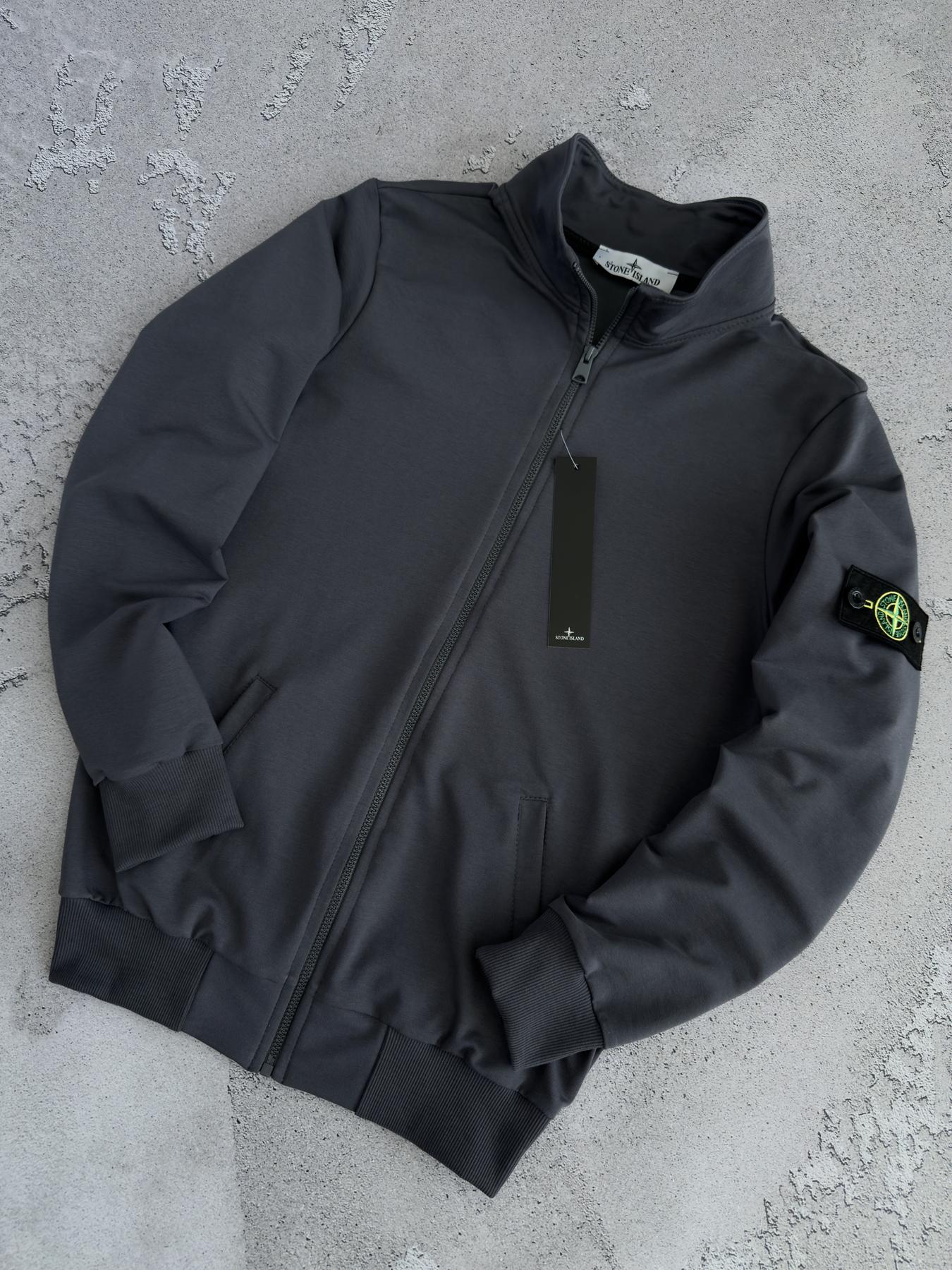 Кофта Stone Island графитовая унисекс хлопковая черная всесезонная стильная и универсальная для отдыха реглан