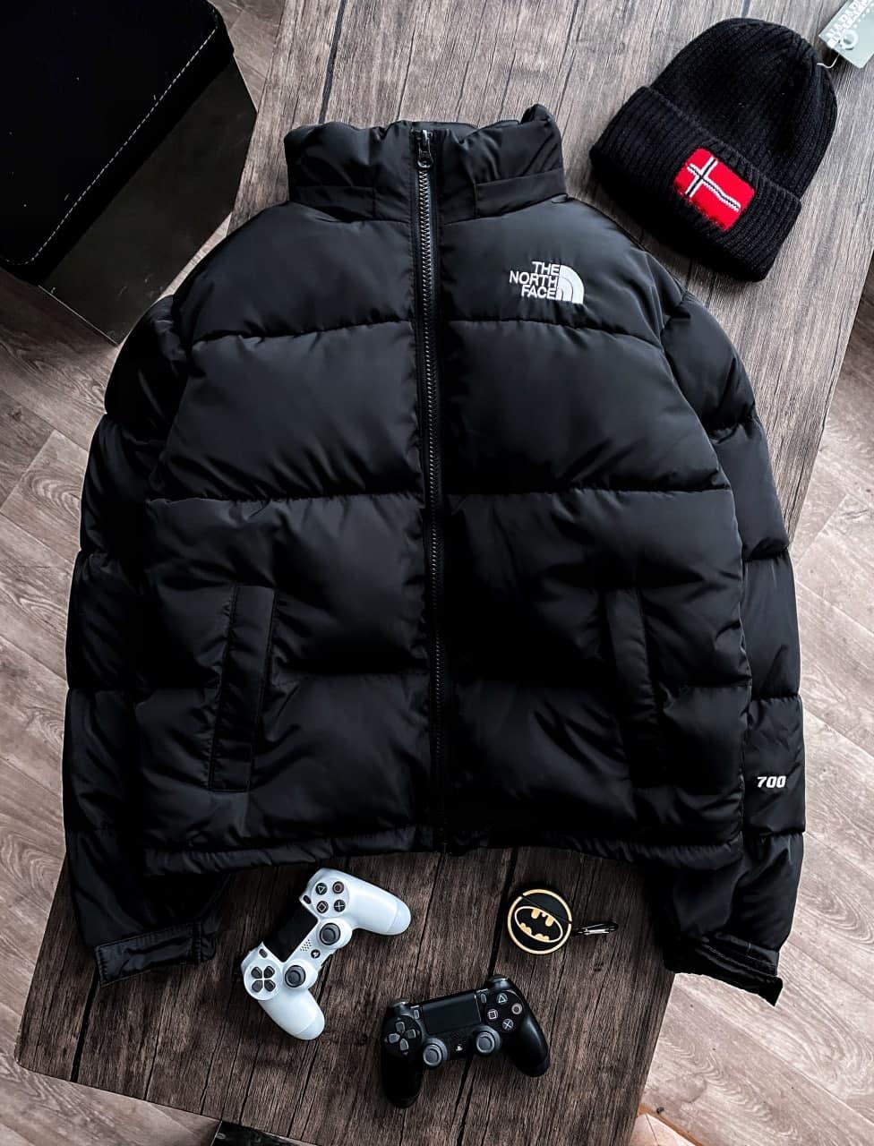 (П) Лого принт!!! Куртка пуховик The North Face мужская плащевка зимняя на молнии стеганая верхняя одежда