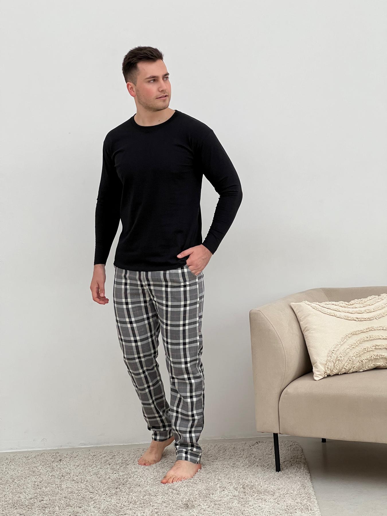Чоловічі піжамні штани COSY в клітину сірі - фото 3