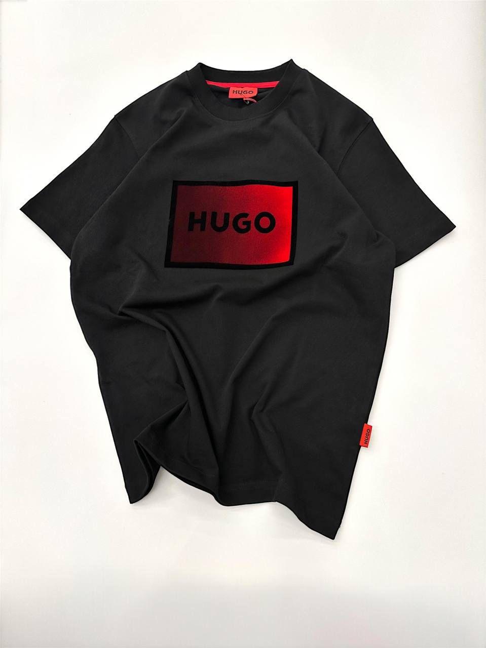Футболка Hugo мужская хлопковая летняя стильная и качественная с коротким рукавом прямого кроя тенниска