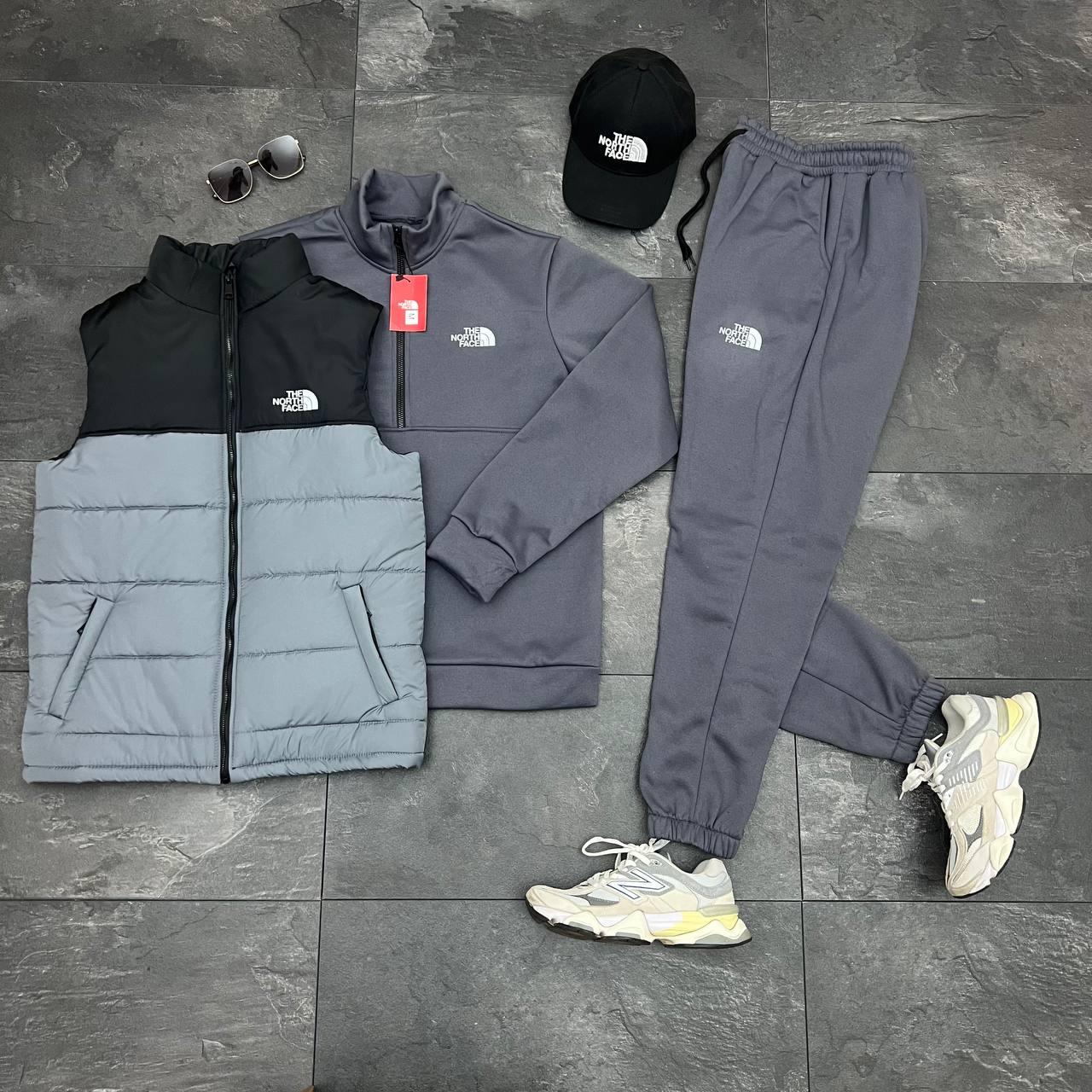 Комплект The North Face (Графит цвет) трехнитка зимний актуальный с вышивкой для прогулок костюм