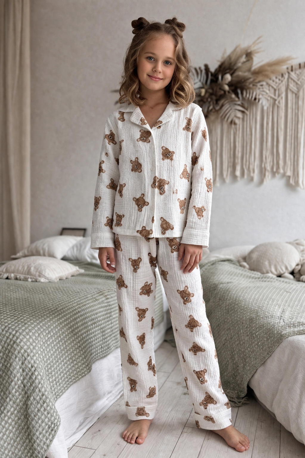 Піжама для дівчаток штани+сорочка довгий рукав Teddy