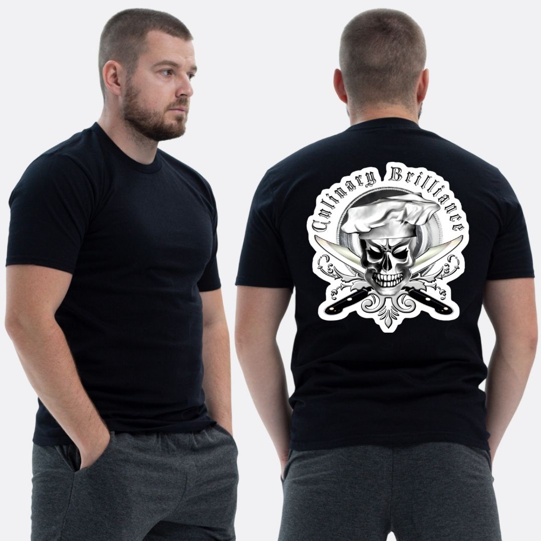 Чоловіча класична футболка з принтом Смертельний кухар череп , Чорний