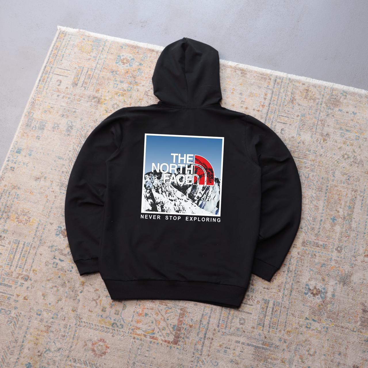 Худи The North Face- COLDLY MOUNTAINS осень мужское трикотажное черное стильное и молодежное с капюшоном