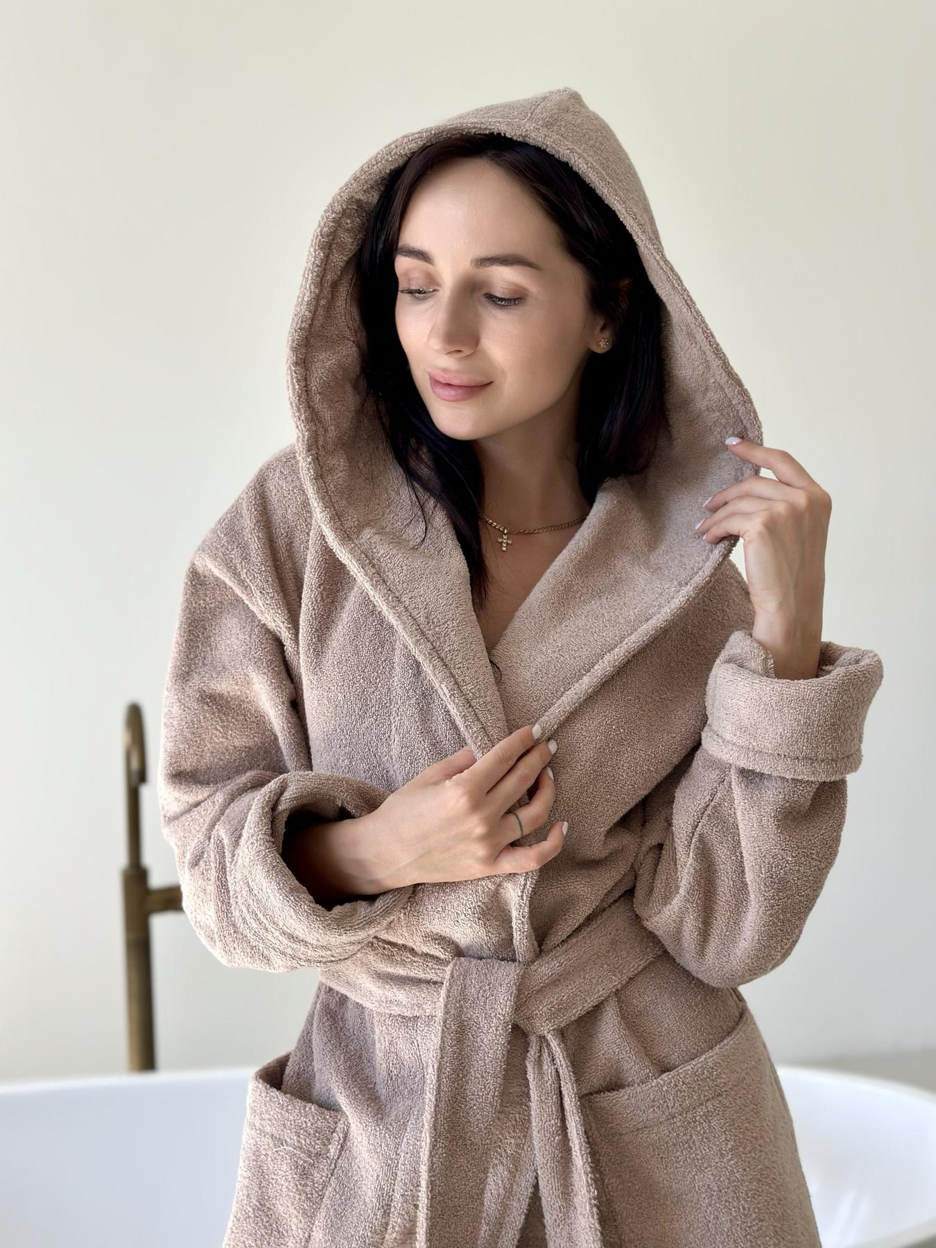 Халат махровий жіночий з капюшоном COSY Fortune бежевий - фото 2