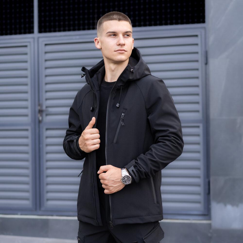 Куртка Pobedov Matrix мужская джинсовая черная демисезонная удобная спортивная на молнии укороченная ветровка
