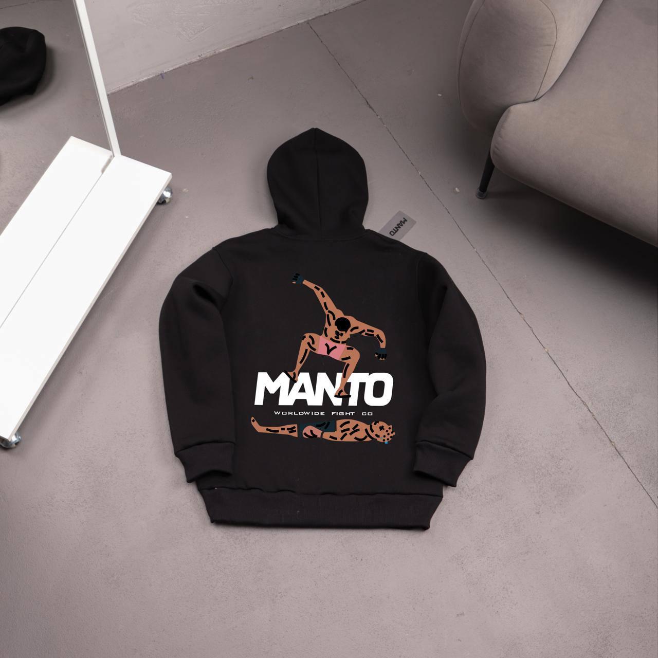 Худи MANTO STOMP - флис мужское черное всесезонное молодежное с капюшоном в уличном стиле