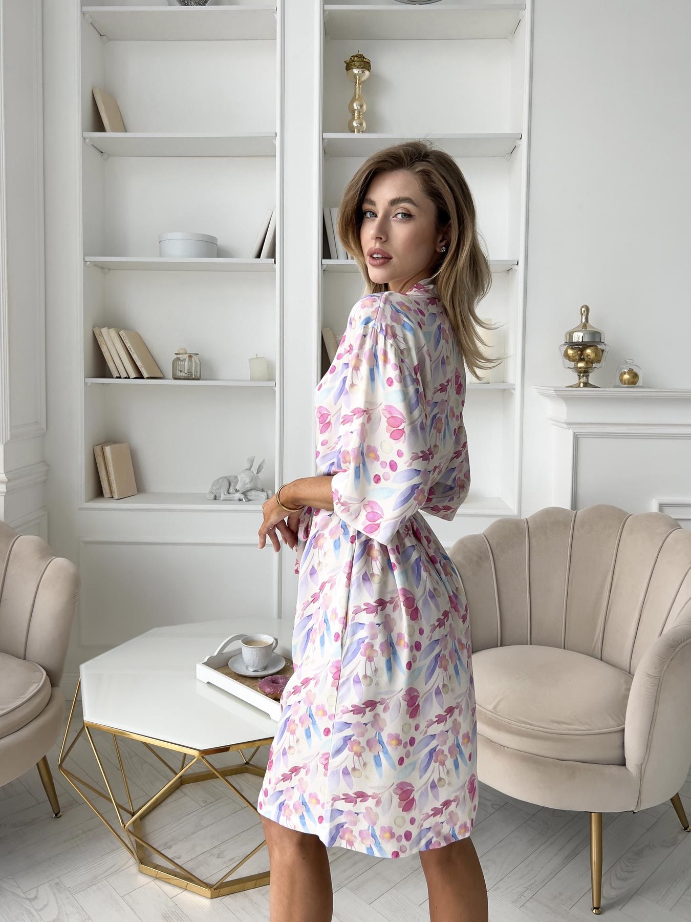 Жіночий халат COSY з полірованого штапелю Aura квіти - фото 2