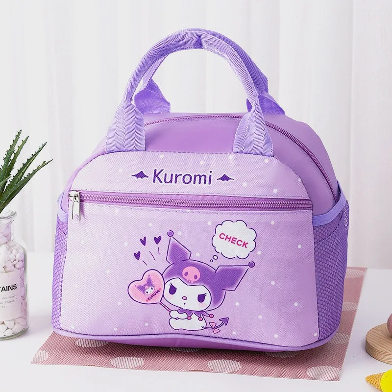 Термосумка для ланчу Kuromi Sanrio з водонепроникної тканини Oxford для дітей та дорослих Куромі з сердечком
