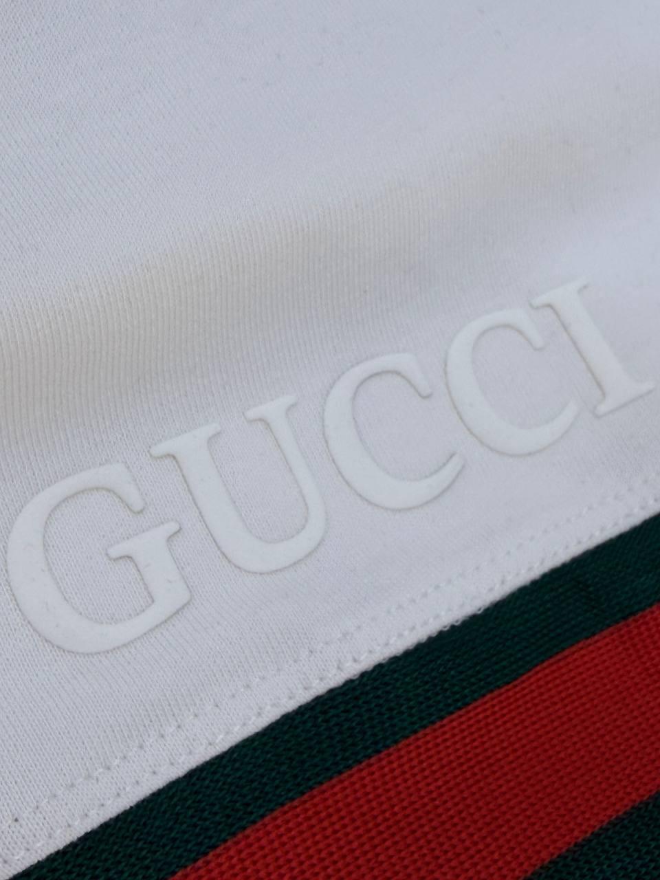 Футболка Gucci мужская хлопковая белая летняя трендовая и актуальная с коротким рукавом прямого кроя тенниска