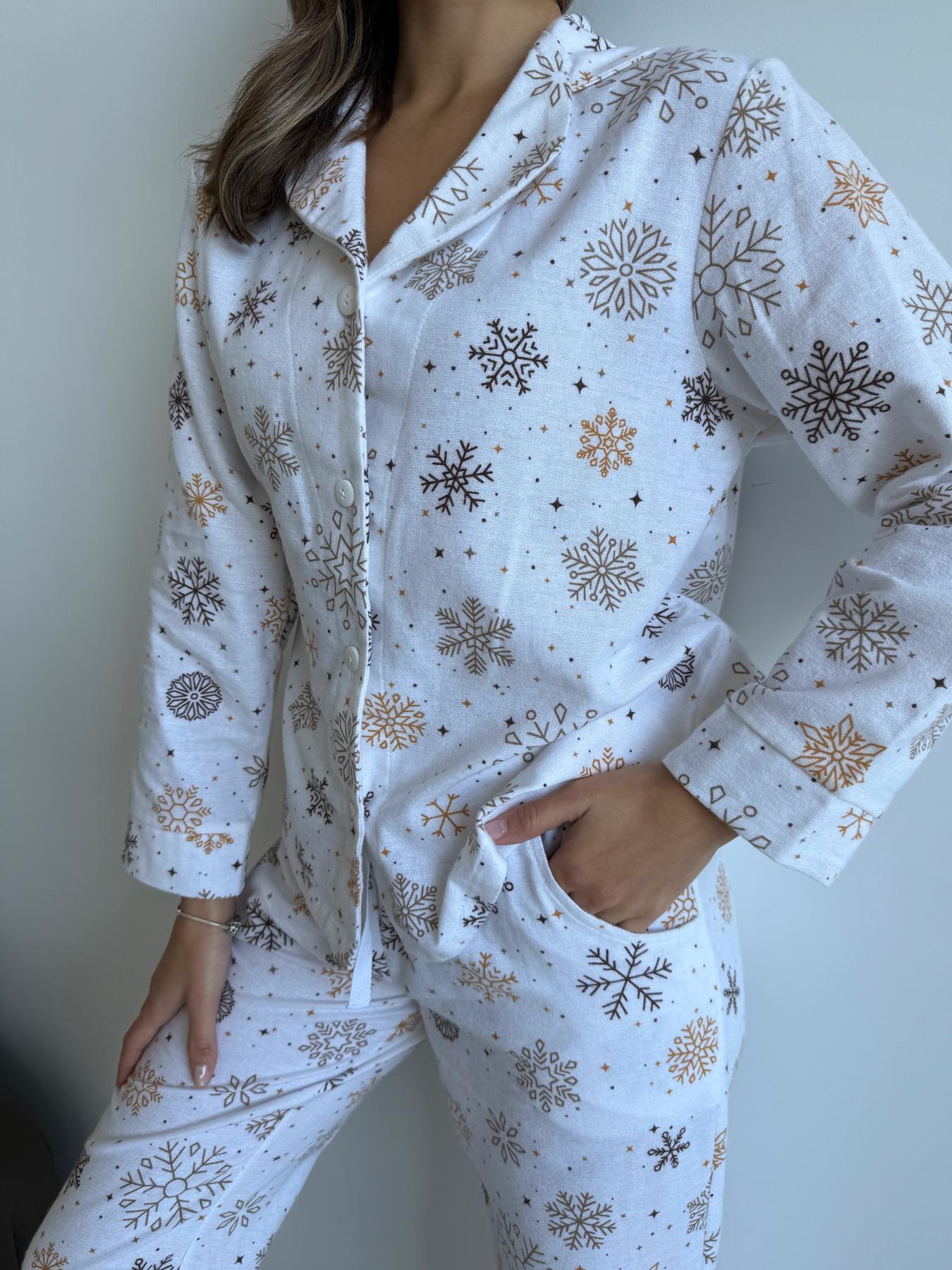 Домашня жіноча піжама COSY Сніжинки (сорочка+штани) - фото 8