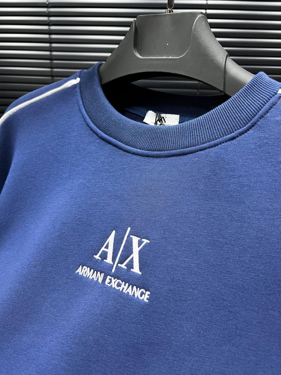 Худі Armani Exchange чоловіче флісове синє всесезонне модне з капюшоном на кожен день
